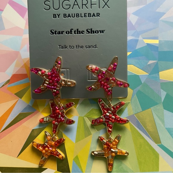 SUGARFIX BaubleBar 'Star of the Show' Earrings Starfish Seastars Fish Beaded NWT - Picture 5 of 10